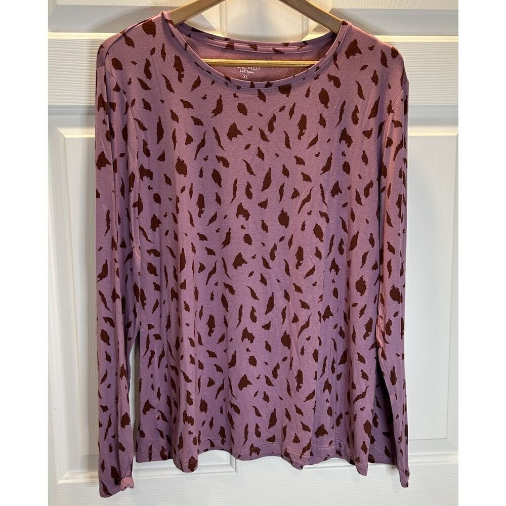 Nine West Womens XL Soft Spun Shirt Top Blouse Purple Speckle